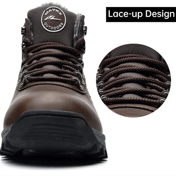 Mens Shoes Winter Snow Boots Waterproof Fur Lined Leather Ankle Non-Slip - Picture 14 of 14